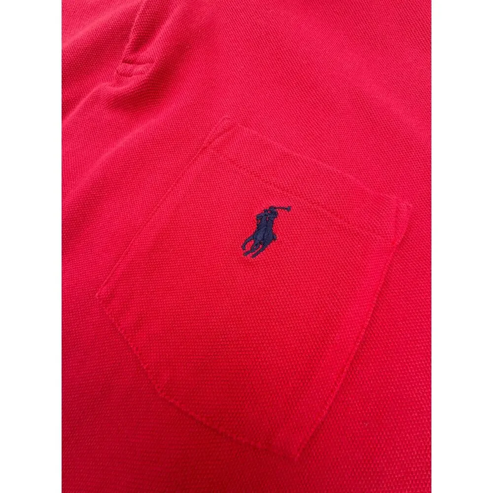 Polo By Ralph Lauren Red Polo Shirt Chest Pocket Embroidered Pony Logo Sz L